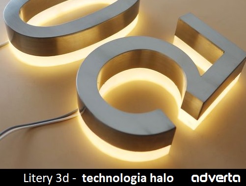 litery 3d w technologii halo - podświetlenie tylnie liter.